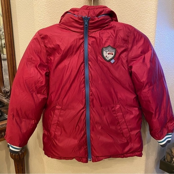 FAMILIAR BY LES ENPHANTS Boys Reversible Red Teal Feather Down Puffer Jacket-10Y